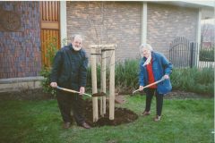 Dr. Peter Skidmore & Dorothy Bramley with Chequer tree