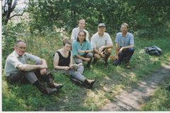 Disused Railway Track, Woodfield, l to r - Frank Devine, Helen Devine, Sheila Hill, unknown, Morris Witta, Dereck Allen