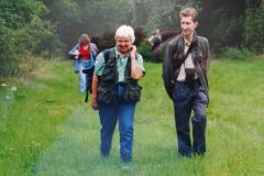 Nats visit to Sykehouse (no date), with Helen Devine (left) Pip Seccombe and Martin ???, (a vicar).